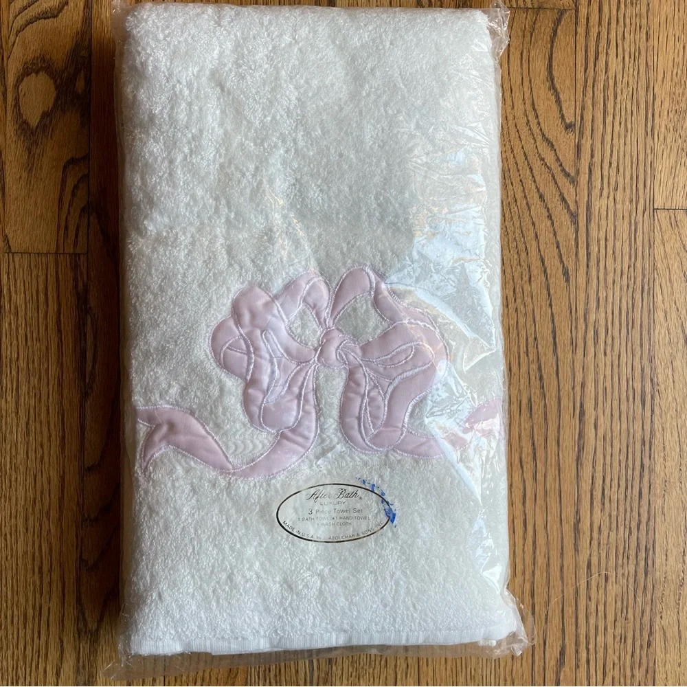 Embroidered Rose Floral Bath Towel Set White and Pink ABOUCHAR JC Penney
